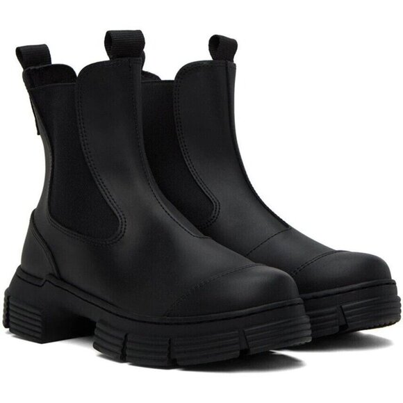 Ganni Recycled Rubber City Chelsea Boots Size 36 US 6 Black $295 - Picture 1 of 12